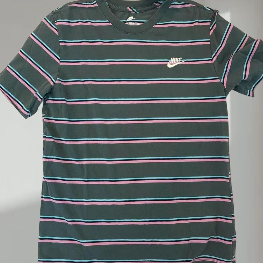 Nike blue and pink striped shirt